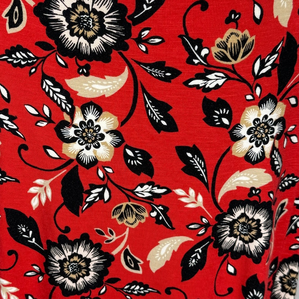 J. Jill Jersey Shift A-Line Dress Sleeveless Boatneck Red & Black Floral Sz XL - Picture 6 of 8